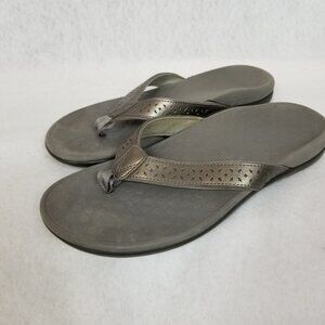 VIONIC Tideperf Strap Sandal Bronze Leather Orthotic Flip Flop Size 10.5(W)